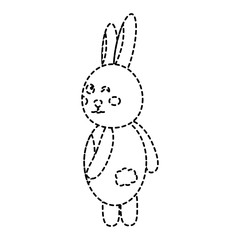 cute rabbit eye winking standing back vector illustration sticker design