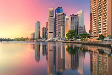 Poster Im Rahmen Brisbane. Stadtbild der Skyline von Brisbane, Australien bei Sonnenaufgang. © rudi1976