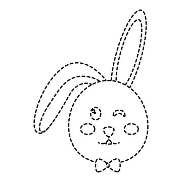 cute bunny face cartoon funny animal vector illustration sticker design
