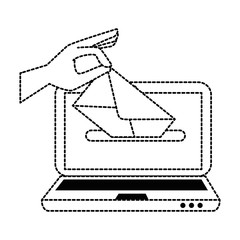 laptop with envelope mail vector illustration design