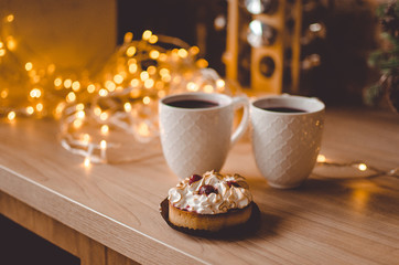 A cup of coffee and desserts