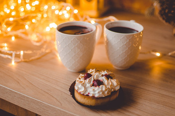 A cup of coffee and desserts