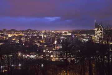Panorama of Liege at night