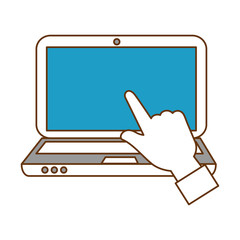 laptop computer with hand human vector illustration design