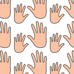 seamless pattern opened hands support symbol vector illustration
