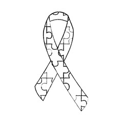 autism awareness ribbon made with jigsaw puzzle vector illustration