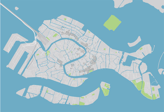 Vector city map of Venice with well organized separated layers.