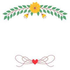 Floral and heart shapes blank banner