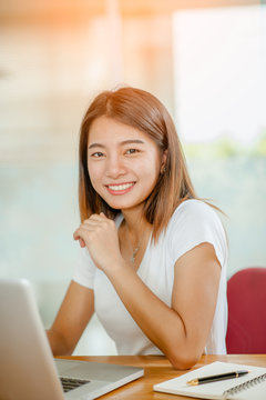 beautiful women owner business woman work at home for online shopping .online business concept