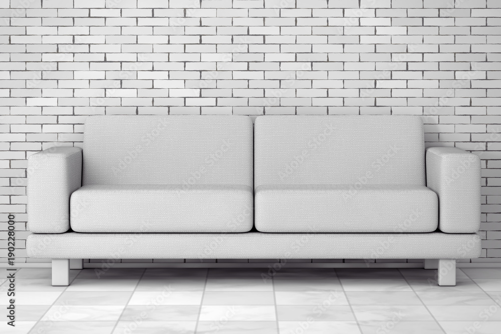 Poster white simple modern sofa furniture. 3d rendering
