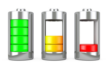 Abstract Charging Battery with Charge Levels. 3d Rendering