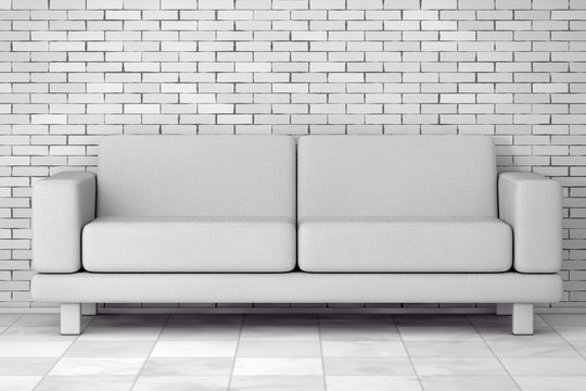 White Simple Modern Sofa Furniture. 3d Rendering