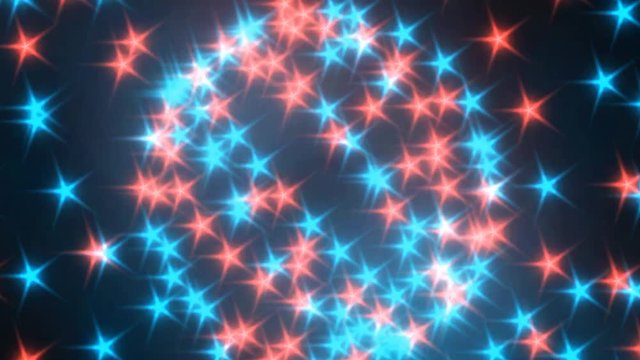 Esplosione e rotazione di un globo di stelle luminose. effetto speciale