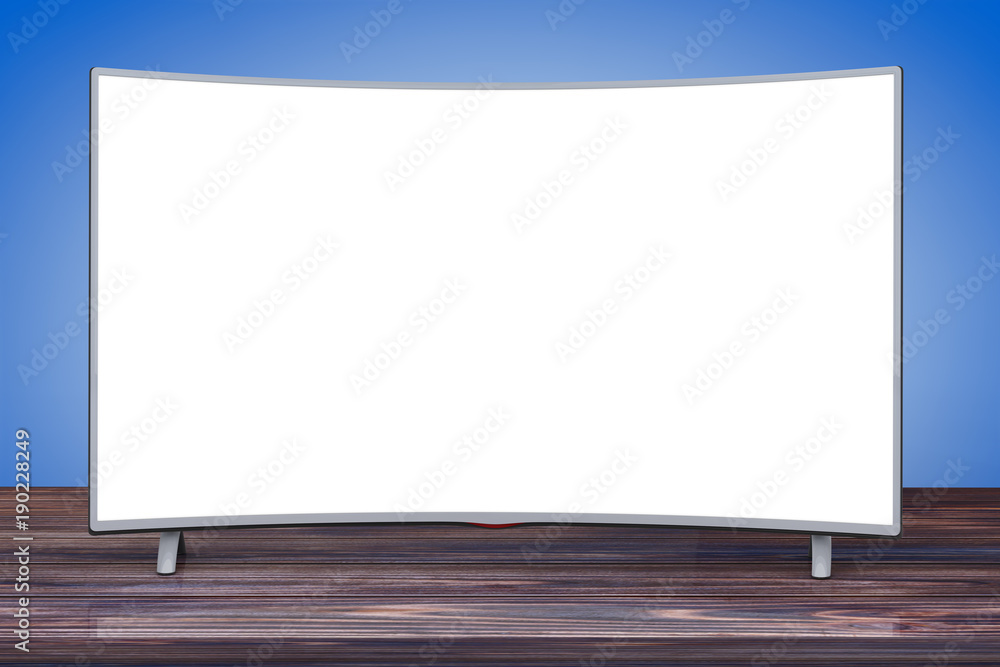 Aufkleber curved smart lcd plasma tv or monitor. 3d rendering