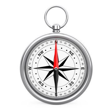 Glossy Vintage Compass with Windrose. 3d Rendering