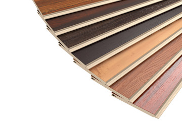 New Laminate Parquet Floor Planks of Different Colors. 3d Rendering