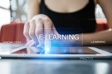 Foto op Aluminium E-Learning on the virtual screen. Internet education concept. © WrightStudio