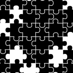 colored jigsaw puzzle pieces background vector illustration outline design black and white design