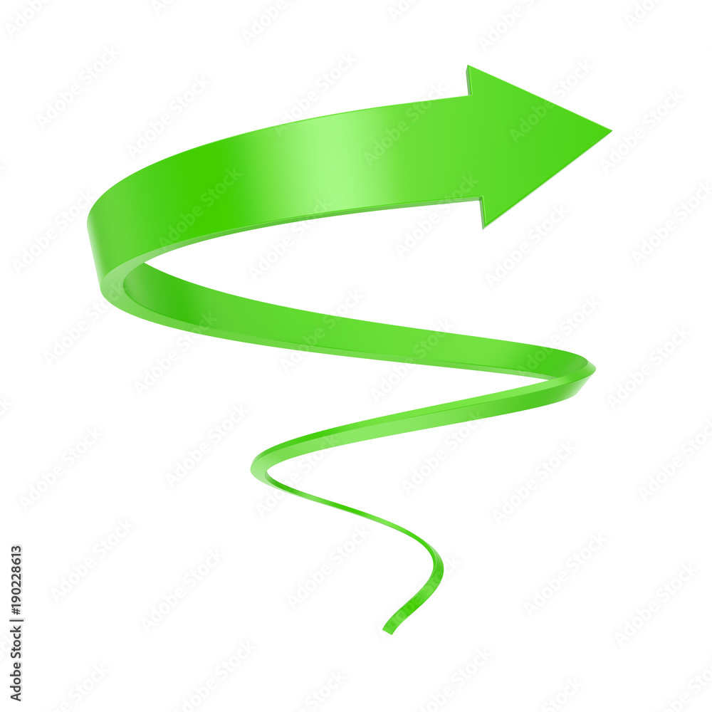 Aufkleber green spiral arrow twist up to success. 3d rendering