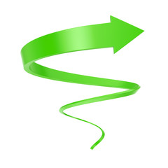 Green Spiral Arrow Twist Up to Success. 3d Rendering