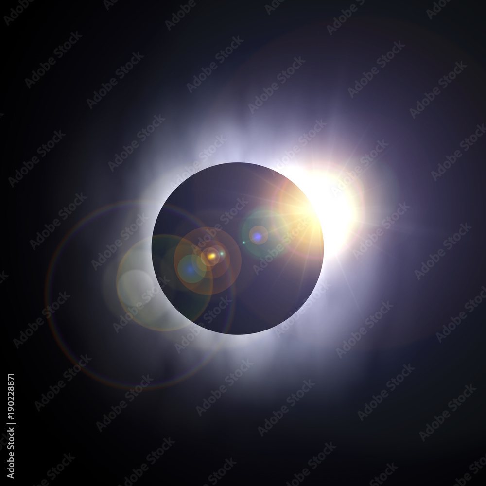 Poster amazing solar eclipse. 3d rendering