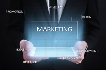 Marketing business concept on the virtual screen.