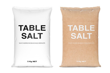 Bags of Table Salt. 3d Rendering
