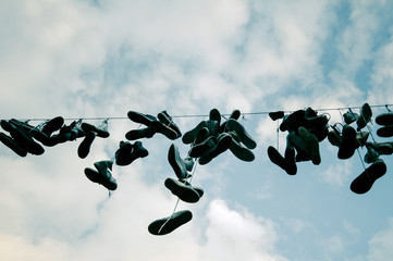 Hanging shoes urban image