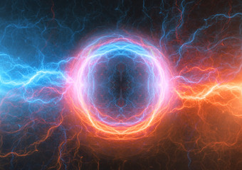 Fire and ice lightning bolt, power plasma background