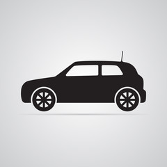 Obraz na płótnie Canvas Carved silhouette flat icon, simple vector design. Car in profile for illustration of transport, car dealers and passenger transport. Symbol of body type hatchback
