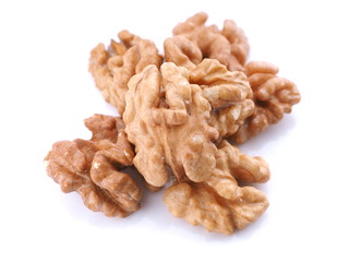 walnuts on white background