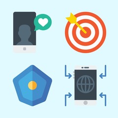 Icons set about Seo with smartphone, shield and target