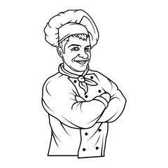 Chef in uniform. Cook logo. Chef Hat. Professional chef.