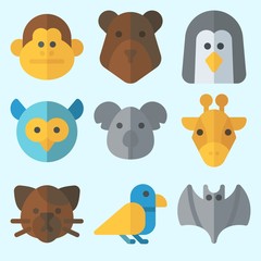 Icons set about Animals with bat, bird, koala, owl, monkey and bear