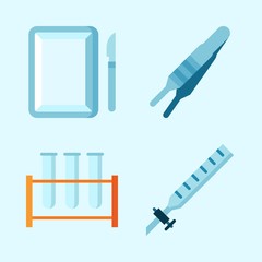 Icons set about Laboratory with surgery, kipp's apparatus, test tubes and laboratory