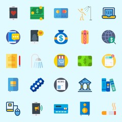 Icons set about Lifestyle with online education, internet, laptop, studying, smartphone and credit card
