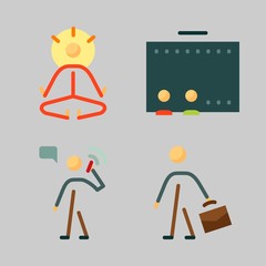 Icons set about Human with cinema, yoga, calling, male, businessman and mystical