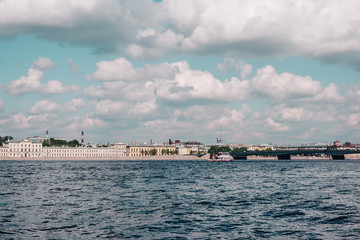 View to Neva river at St.Petersburg, Russia in summer time