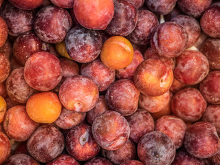 Many peaches on the store shelves, fruit vitamins