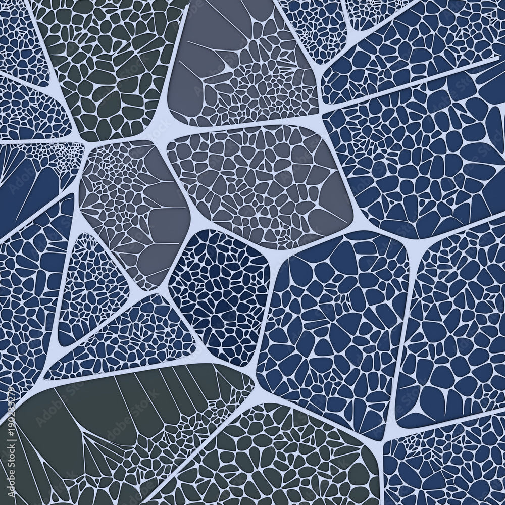 Aufkleber Abstract geometrical concept voronoi low poly tesselated pattern. 3d rendering