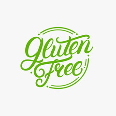 Gluten free hand written lettering logo, label