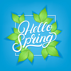 Hello spring hand written lettering 