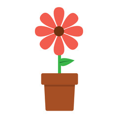 potted flower natural decoration interior vector illustration