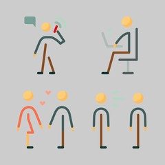 Icons set about Human with boyfriend , male, working, calling, scream and girlfriend