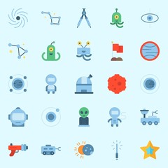 Icons set about Universe with compass, flag, blaster, astronaut, black hole and star © Orxan