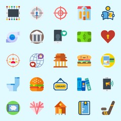 Icons set about Lifestyle with museum, love, religious, internet, rent and notebook