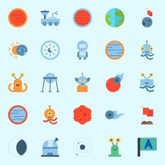 Icons set about Universe with uran, capsule, planet, moon rover, eclipse and comet © Orxan