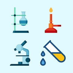 Icons set about Laboratory with microscope, lab, test tube and flask
