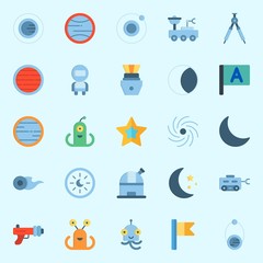 Icons set about Universe with observatory, capsule, alien, orbit, black hole and astrology © Orxan