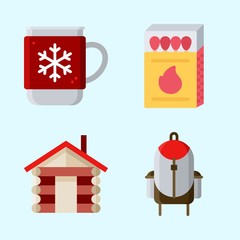 Icons set about Winter with backpack, matches, hot drink and house © Orxan